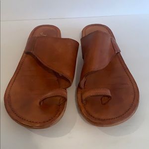 Free People Shoes | Free People Tan Leather Slide Sandals | Poshmark